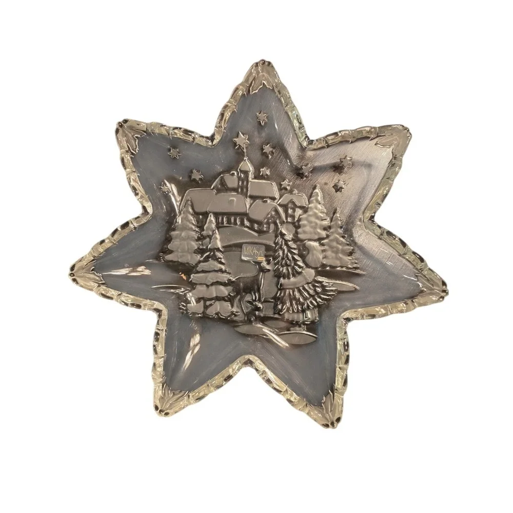 Vintage‎ Mikasa Christmas Star Server Winter Christmas Glass Serving Dish